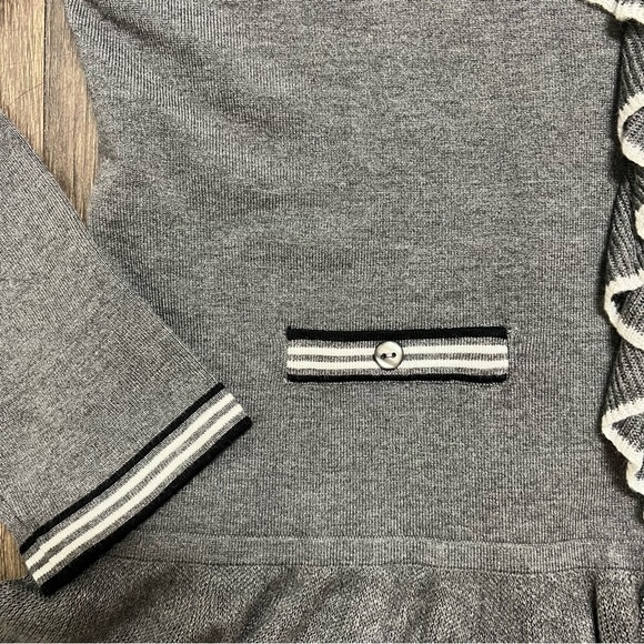 Grege Paris Ruffled Hem Long Sleeve Knit Cardigan V Neck Sweater Evening PartyXL - Picture 11 of 15